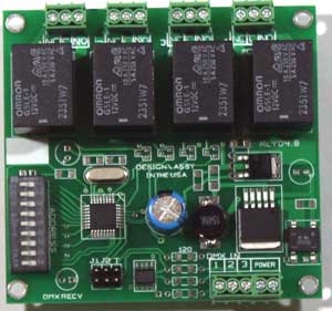 DMX512 control of 4 relays