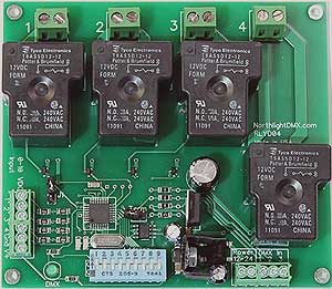 DMX512 or analog control of 4 relays